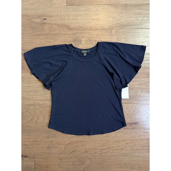 Karen Kane Tops - NWT Karen Kane Navy Blue Flutter Sleeve Rayon Stretch Top MP Made in USA